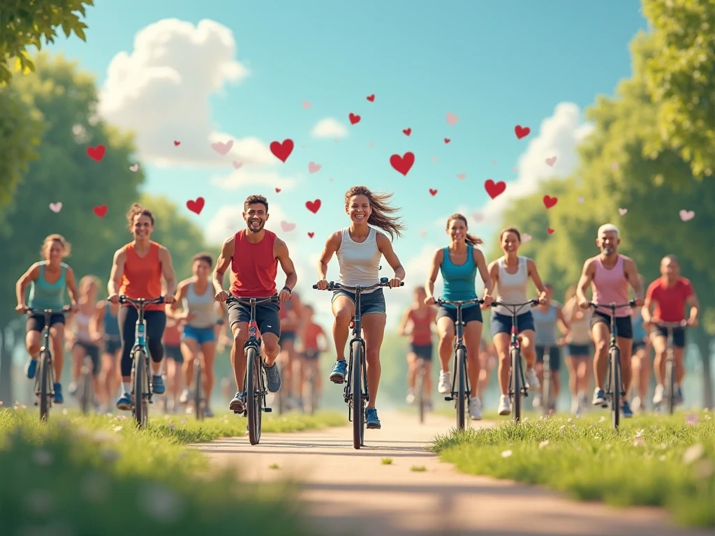 People running and cycling to improve heart health and endurance