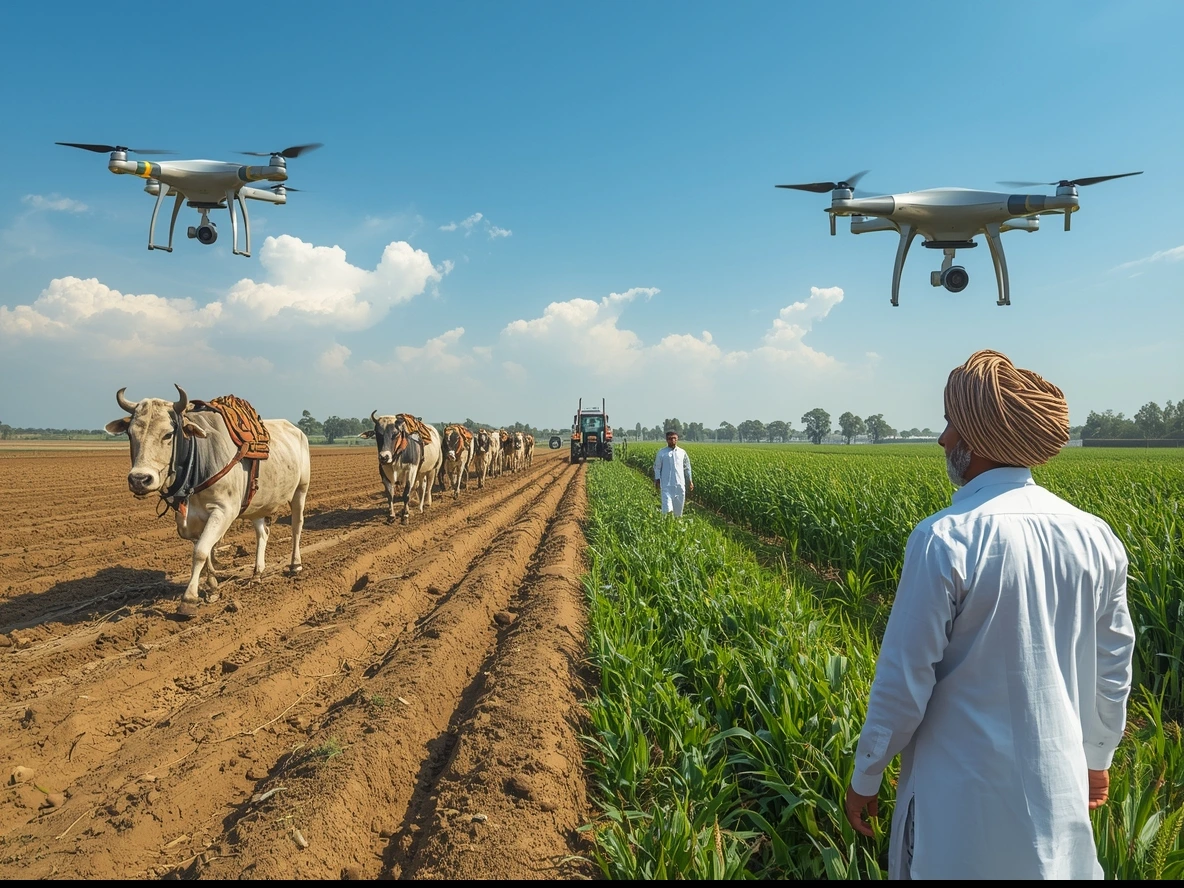 Agriculture in Pakistan Pakistani farm showing both traditional and modern agriculture.
