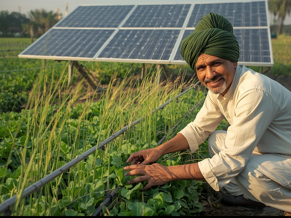 Agriculture in Pakistan Solar-powered drip irrigation system in Pakistan.