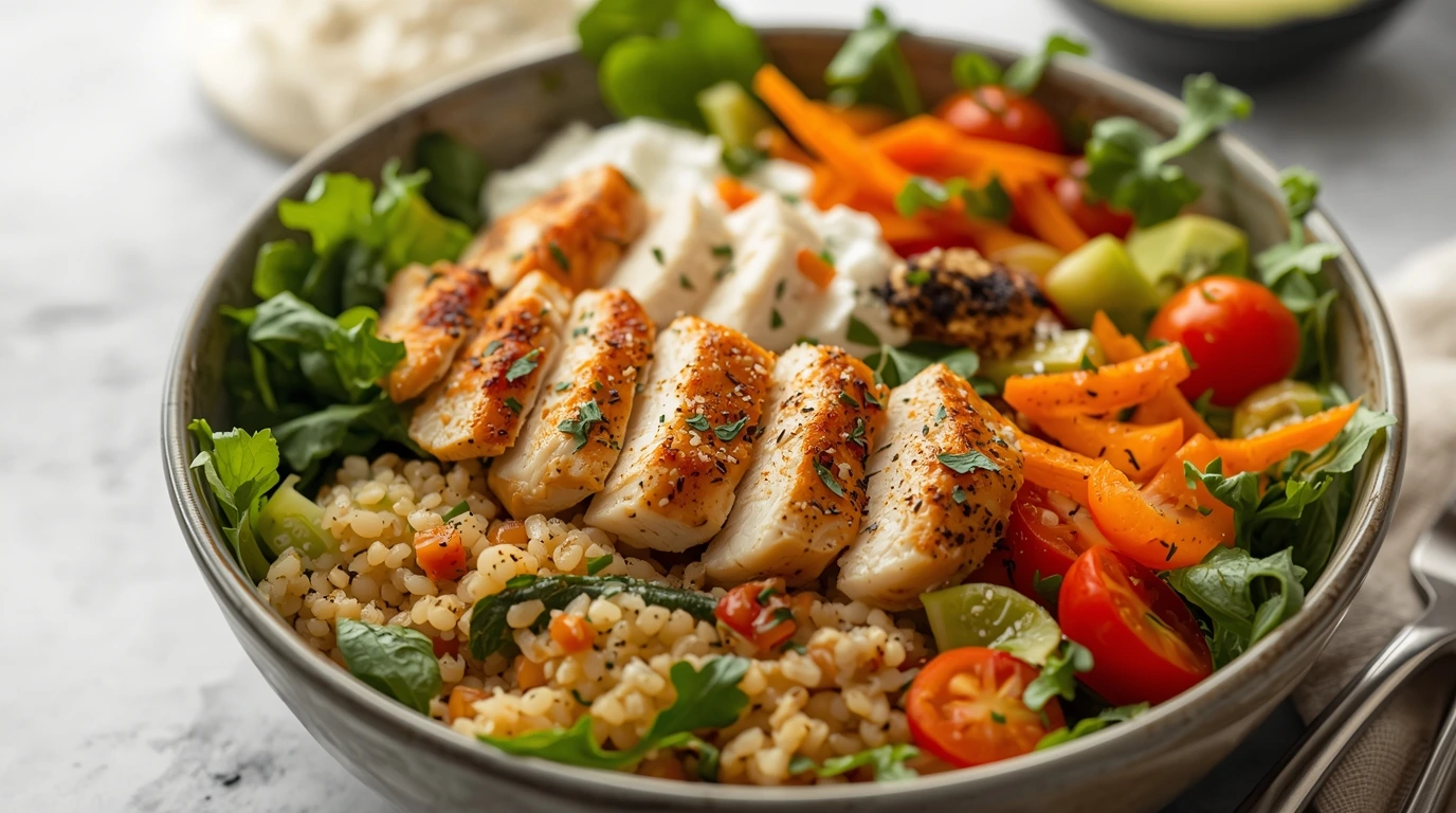 Balanced protein bowl showing variety to keep your diet enjoyable