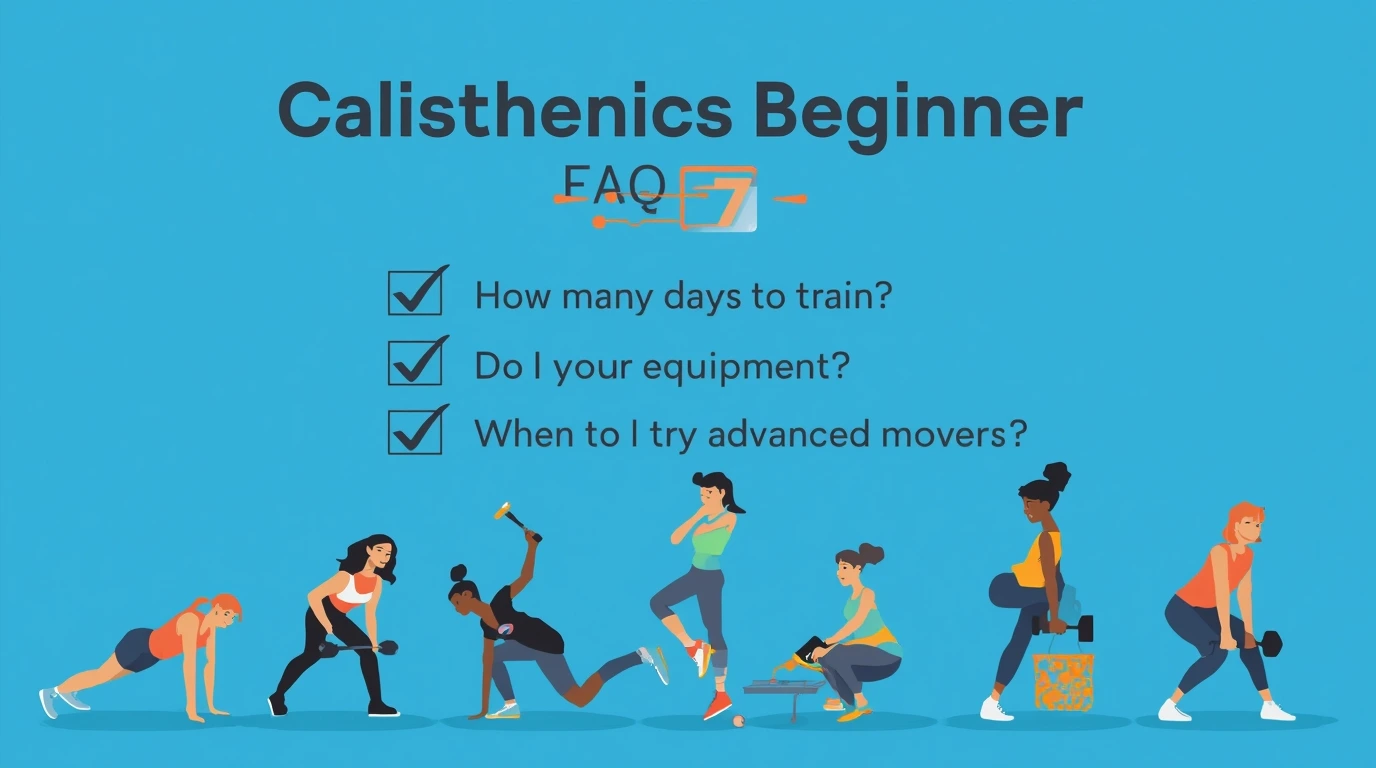 Beginner calisthenics workout plan FAQ checklist illustration
