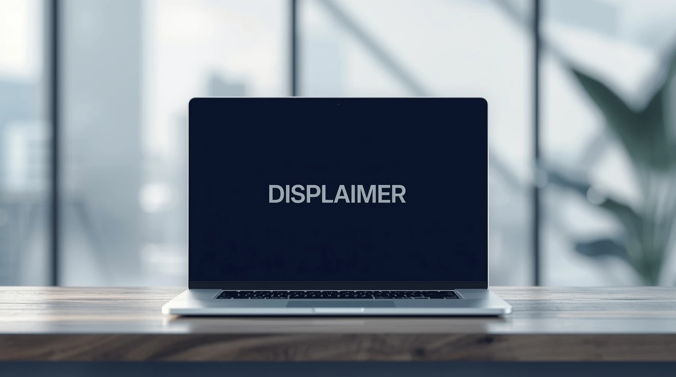 Disclaimer – Modern illustration showing a digital media website disclaimer on a laptop screen, representing World Vow’s transparency.