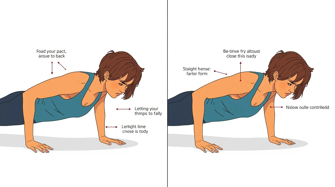 Correct vs poor push-up form in beginner calisthenics workout plan