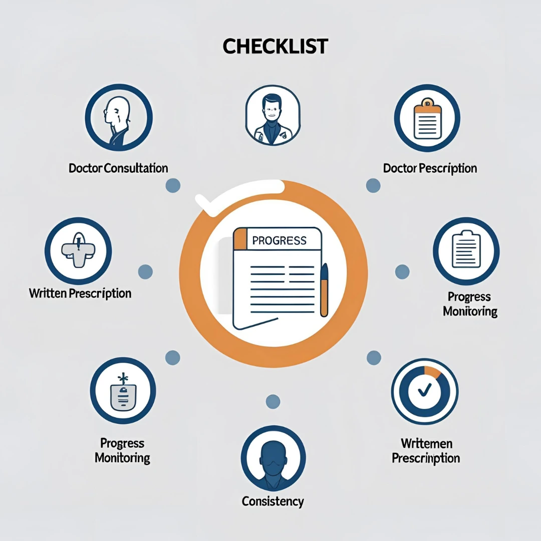 Checklist of five steps to start a safe and effective medical fitness program.