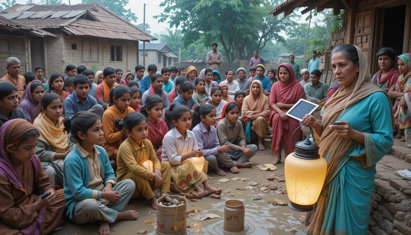 Community workshops educating people about climate resilience in Pakistan.